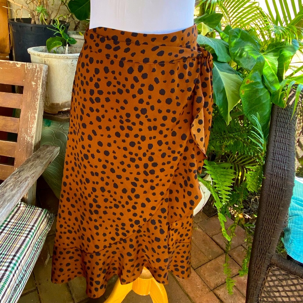 Shein wrap around cheetah print skirt.